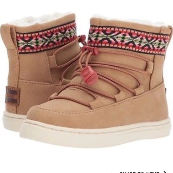 TOMS ALPINE TOFFEE FAUX FUR BOOT GIRLS 5 - Picture 1 of 5